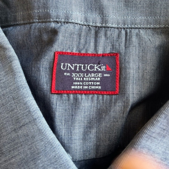 Untuckit Shirt Men’s Blue 100% Cotton Button Up Long Sleeve Size XXXL - Picture 5 of 5